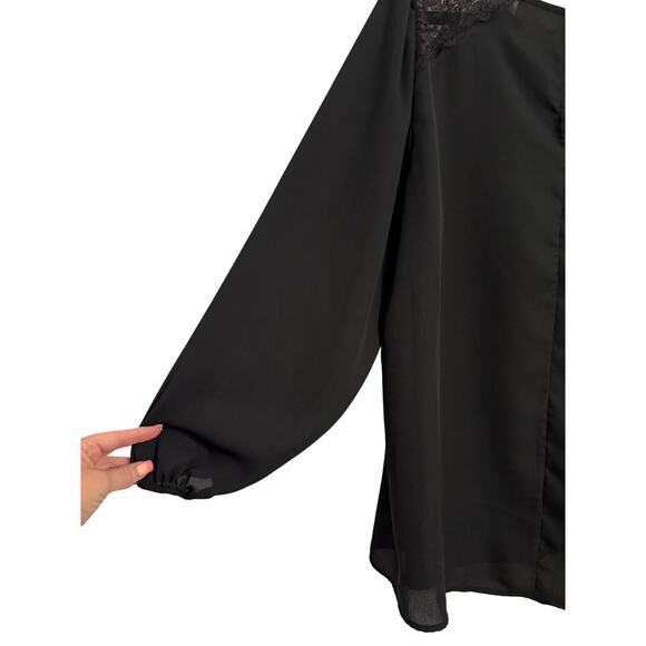 Avenue Studio Women's 18 Whimsigoth Lace Balloon Long Sleeve Tunic Sheer Blouse - Picture 4 of 9